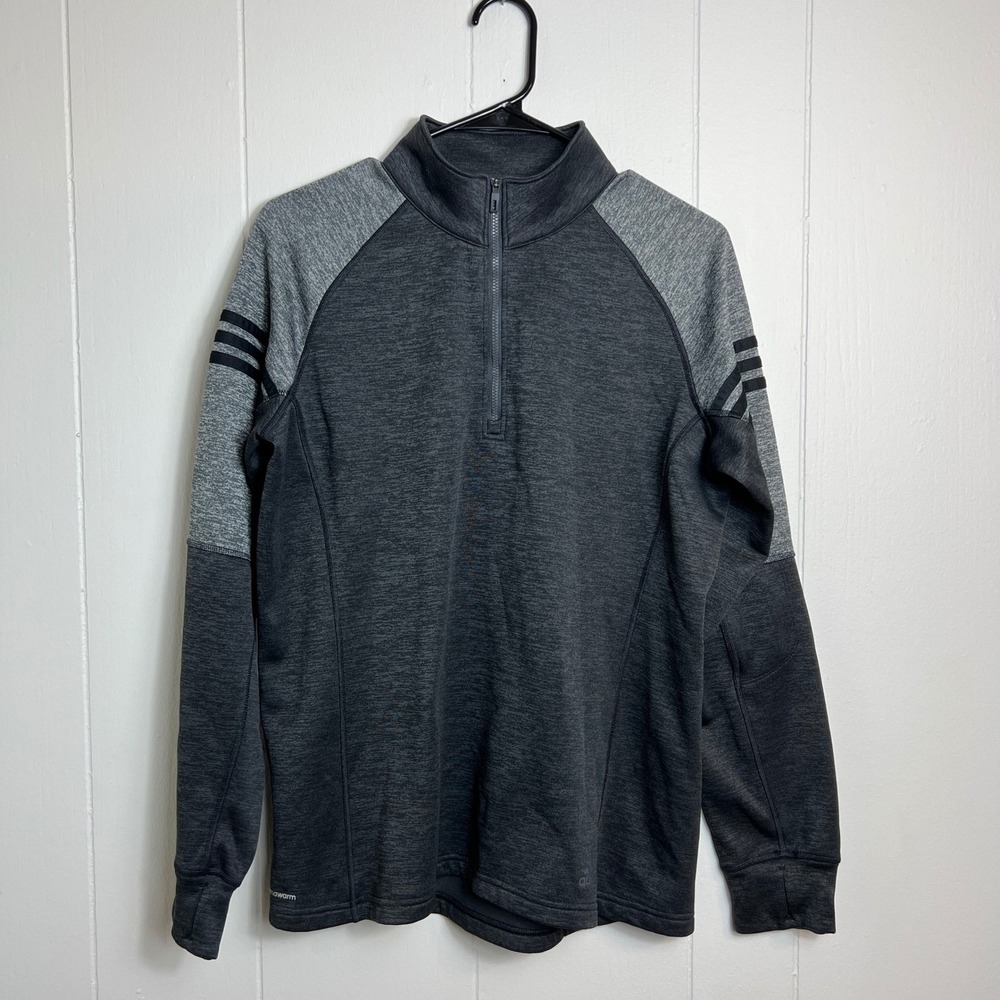 Adidas Climawarm Mens M 1/4 Zip Pullover Gray Heathered Fleece‎ Sweatshirt